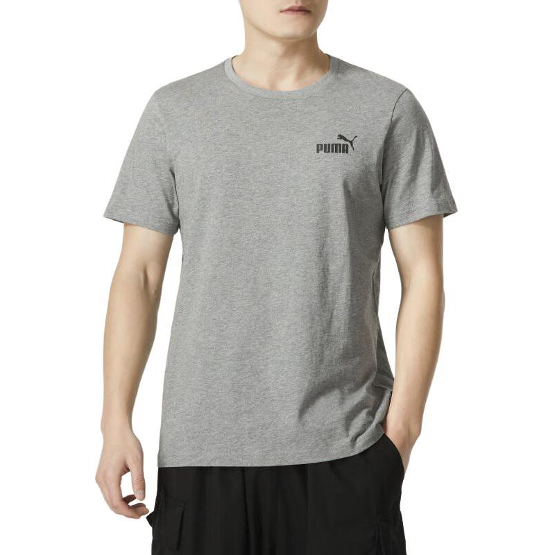 Puma Футболка с логотипом в американском ретро-стиле для активного отдыха, свободная, спортивная, с круглым вырезом и коротким рукавом, SS24, мужские топы, серые 845925-03