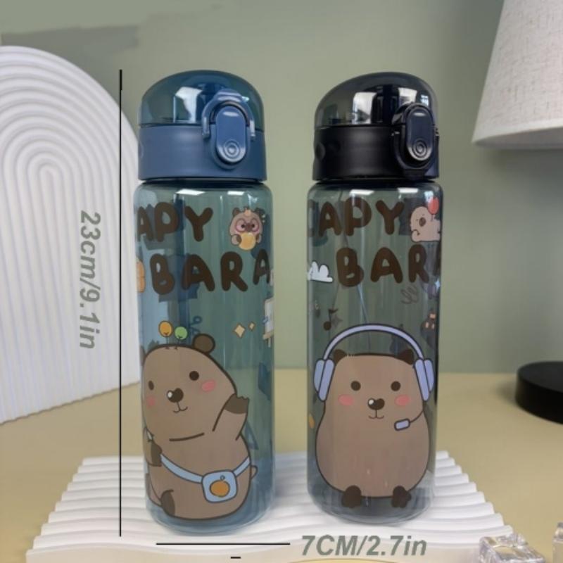 780ml Capybara transparent Cup Cute Cartoon Water Bottle with Carry Strap Leakproof Portable Outdoor Drinking Cup Sports Bottle