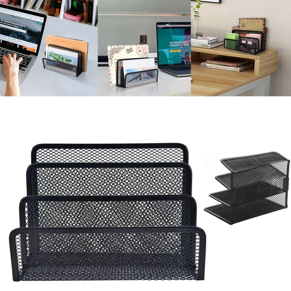 Card Shelf Folder Document Stand Mesh Storage Box Mesh Tray File Storage Rack Letter Paper Holder