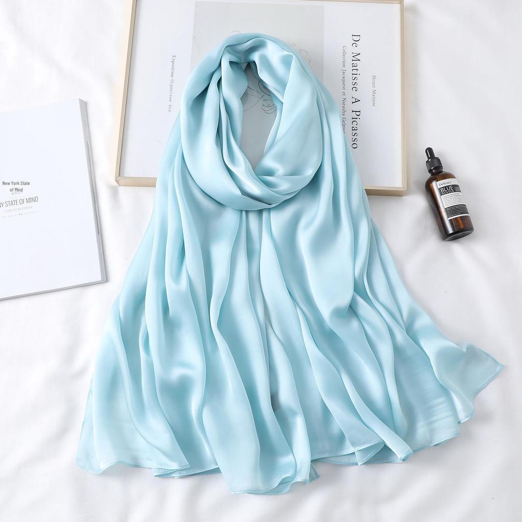 Women's Extra Long Monochrome Silk Scarf - Perfect Sunshade Shawl for Spring, Summer, and Autumn Travel