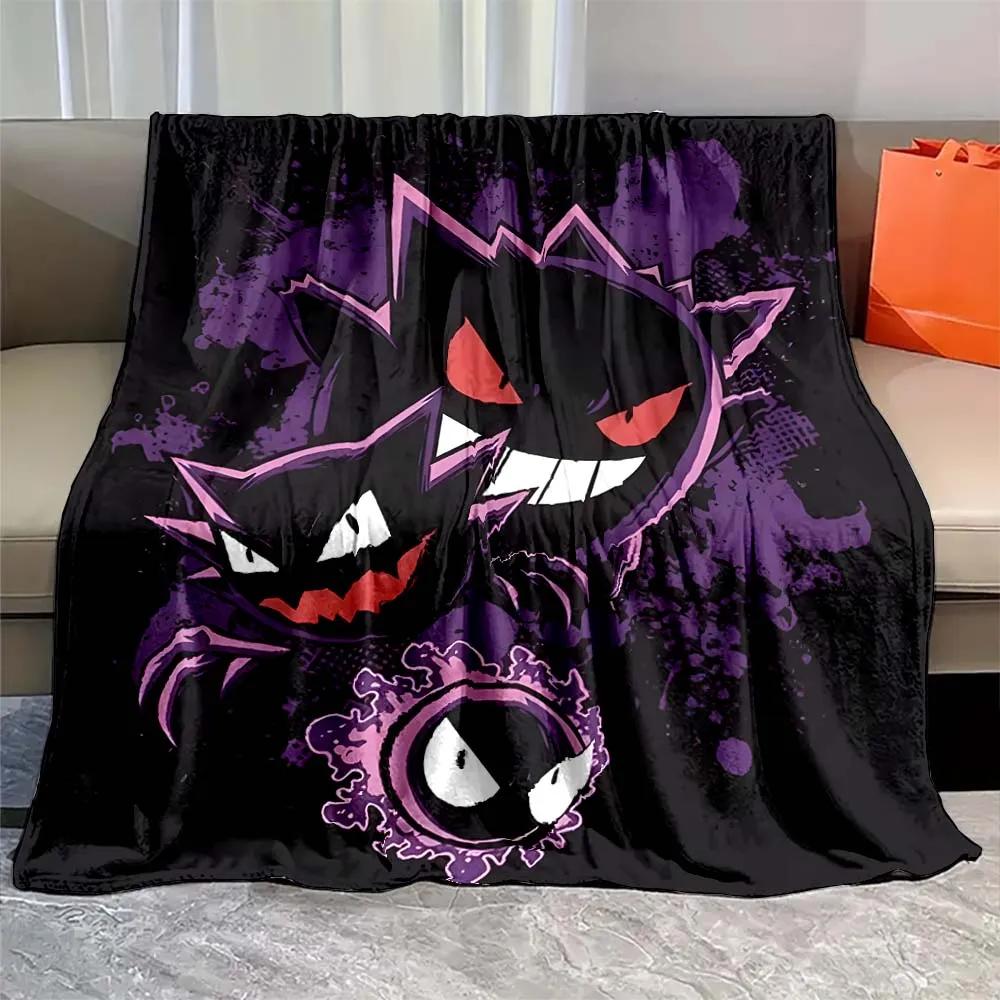 Japanese Games Pokemon Gengar Cartoon Blanket Warm Soft Flannel Material Suitable for Home Sofa Travel Camping RV Luxury Gift