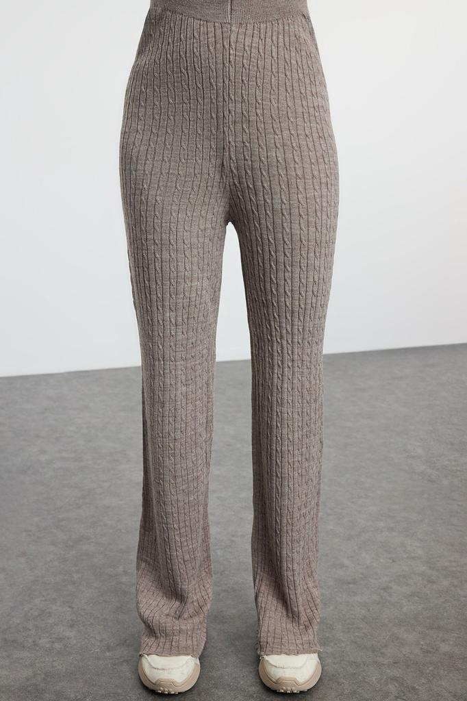 Women's Fashion Black Zippered Sweater-Pants Knitwear Top-Bottom Set