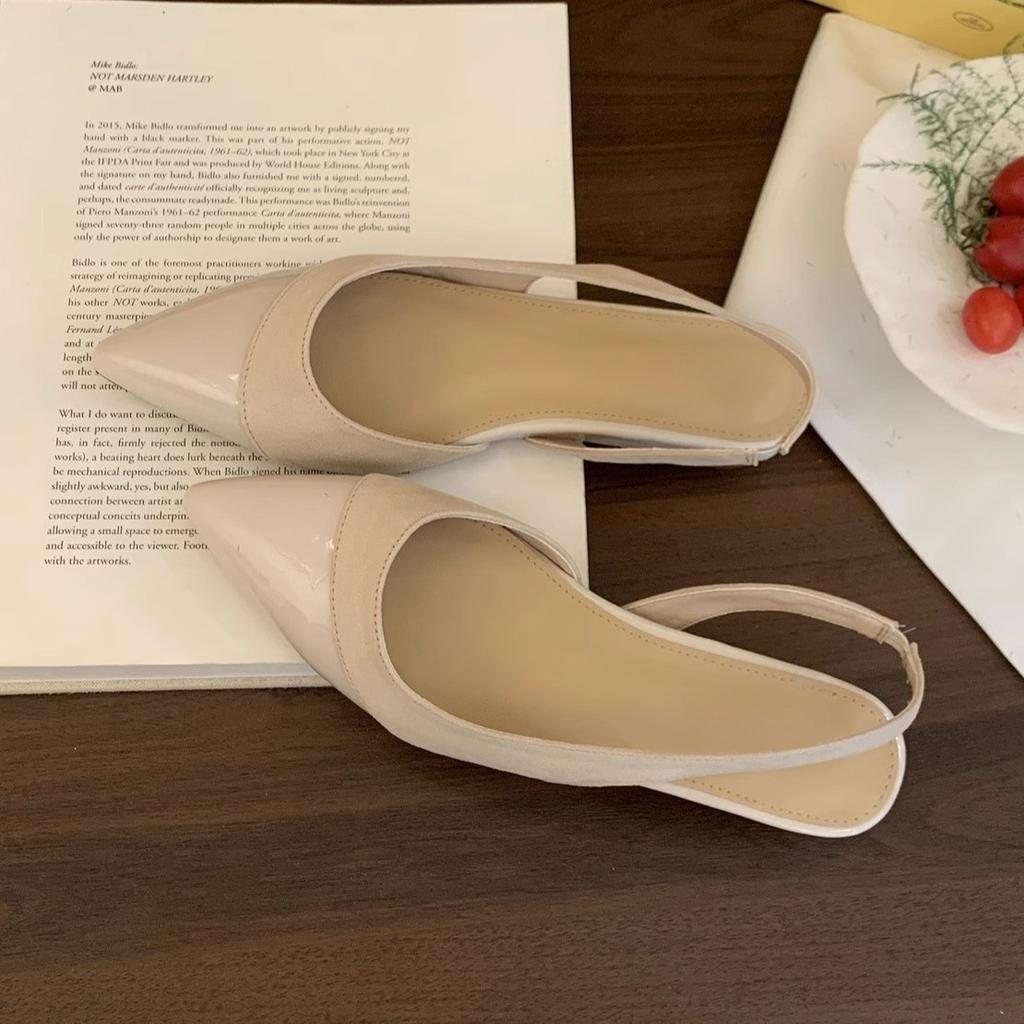 Темпераментный острый носок пустой наклонный каблук одинарные туфли женские новые с юбкой фея плоская подошва сумка голова сандалии женские летние