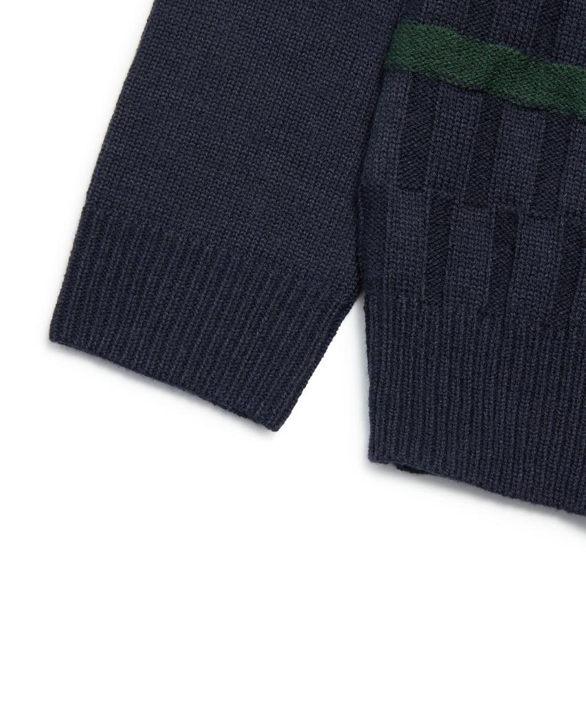 MARK GONZALES Angel Stripe Polo Knit Cardigan - Navy