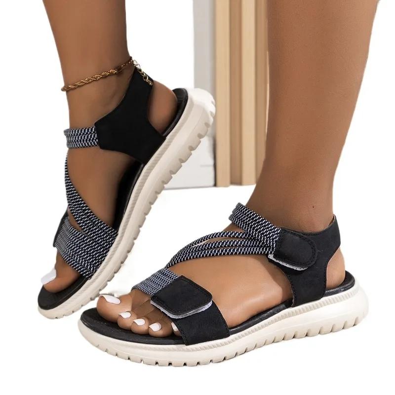 Female Shoes On Sale 2025 Open Toe Women's Sandals Plus Size Casual Sandals Women Round Toe Narrow Band Outdoor Ladies Shoes