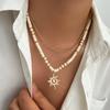 Summer Coconut Shell Beaded Necklace for Men Hip Hop Niche Sun Pendant Collarbone Chain Layered Wear for Men