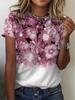 Summer New Fashion 3D Flower Print Women O-Neck T-Shirts Short Sleeve Casual Street Tee Loose Clothes Female Clothin