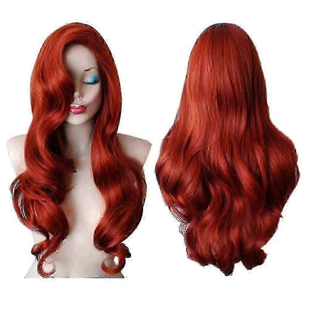 Jessica Rabbit Wig Adult Carnival Cosplay Synthetic Long Wavy Wigs Hairpiece less