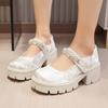 New Single Shoes Autumn French Style Skirt Mary Jane Shoes Pearl Chinese Style with Small Leather Shoes Women's Platform Evening
