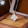 Серебряная подвеска-клевер со знаком зодиака и драгоценными камнями S925 для женщин - Цепочка на ключицу с перидотом и гранатом