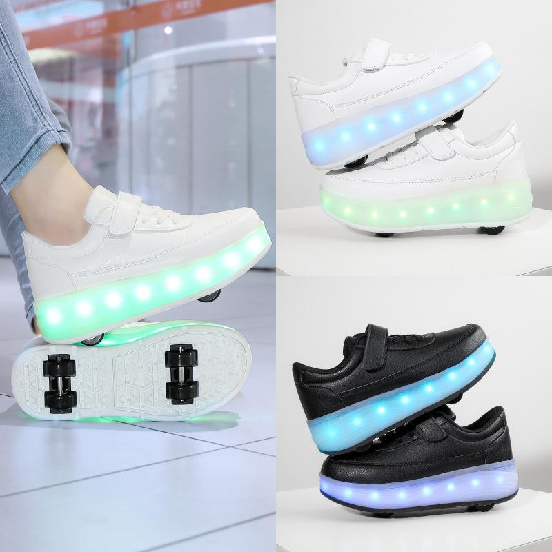 Four-wheeled New Runaway Shoes, Beginner Roller Skates, Children's and Adolescents' Wheel Shoes, LED Charging, Luminous Shoes