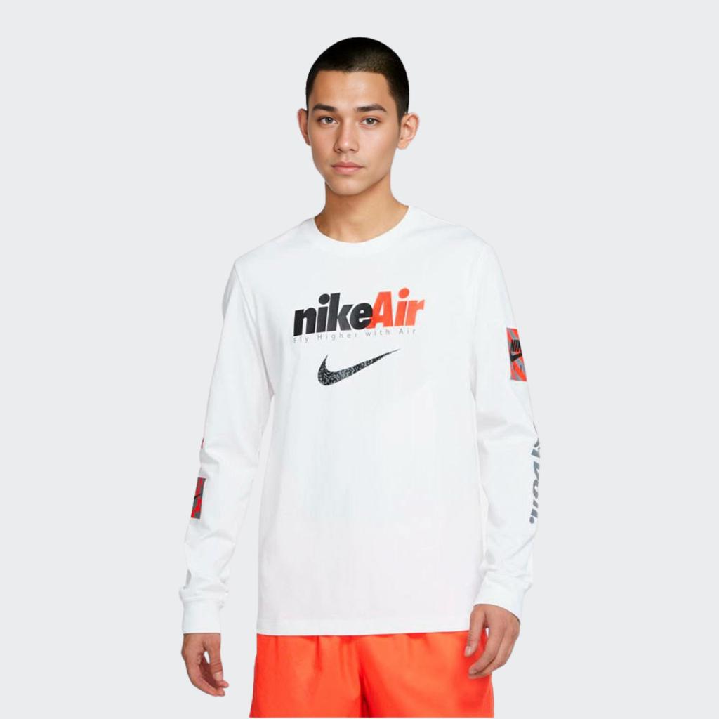 Nike Дышащая футболка с длинным рукавом с логотипом Air, мужские топы белого цвета DJ1416-100