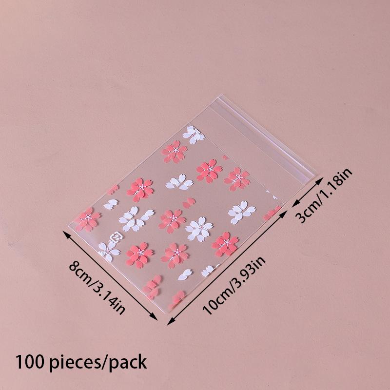 100 шт., упаковочная сумка для сухофруктов, подарочные пакеты, сумка для хлеба, самоклеящаяся белая цветочка, конфеты