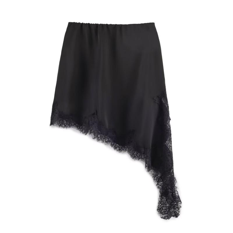 Womens Asymmetrical Lace Midi Skirt Sexy Elegant Straight Fit Party Date