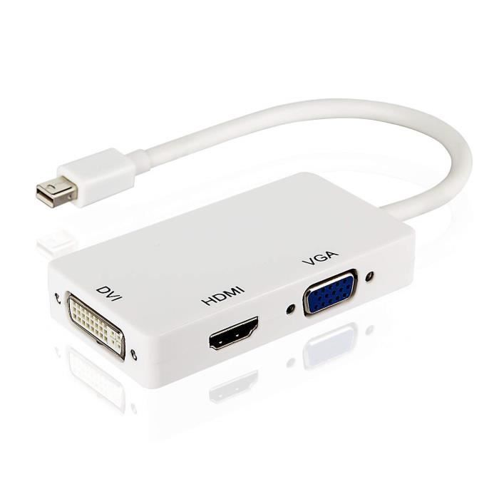 INECK® Adaptateur Thunderbolt Mini DisplayPort vers HDMI-DVI-VGA, Câble Convertisseur Hub multiport pour Apple MacBook Pro Air Mac