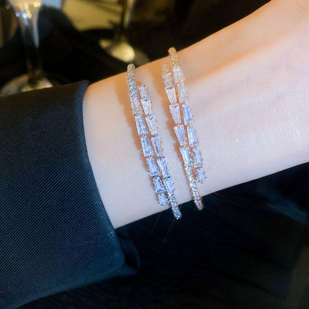 Women Gift Stainless Steel Simple Pulseras Full Rhinestone Bracelet Women Bracelets Cuff Bangles