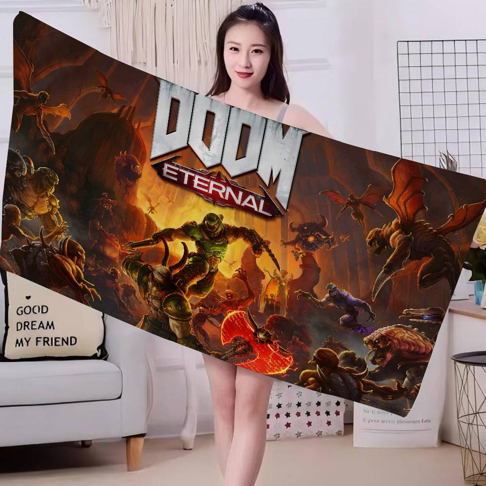 Игровой автомат D-Doom Микрофибровая одеяло Быстросохнущие пляжные полотенца Большой размер Печать Супервпитывающее Полотенце-одеяло для бассейна
