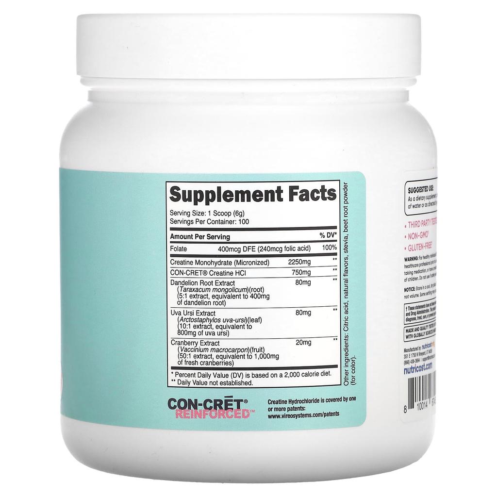 Nutricost Women, Creatine, Strawberry Lemonade, 20.1 Oz (570 G)