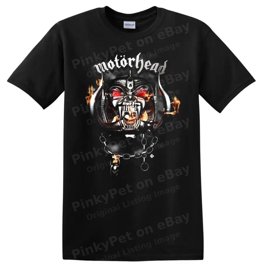 Motörhead Motorhead T Shirt Metal Skull Flames Chain Tee Rock Music Graphic
