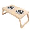 Elevated Cat Bowls Stand Multipurpose Double Stainless Steel Bamboo Raised Dog Bowl for Cats Dogs Pets
