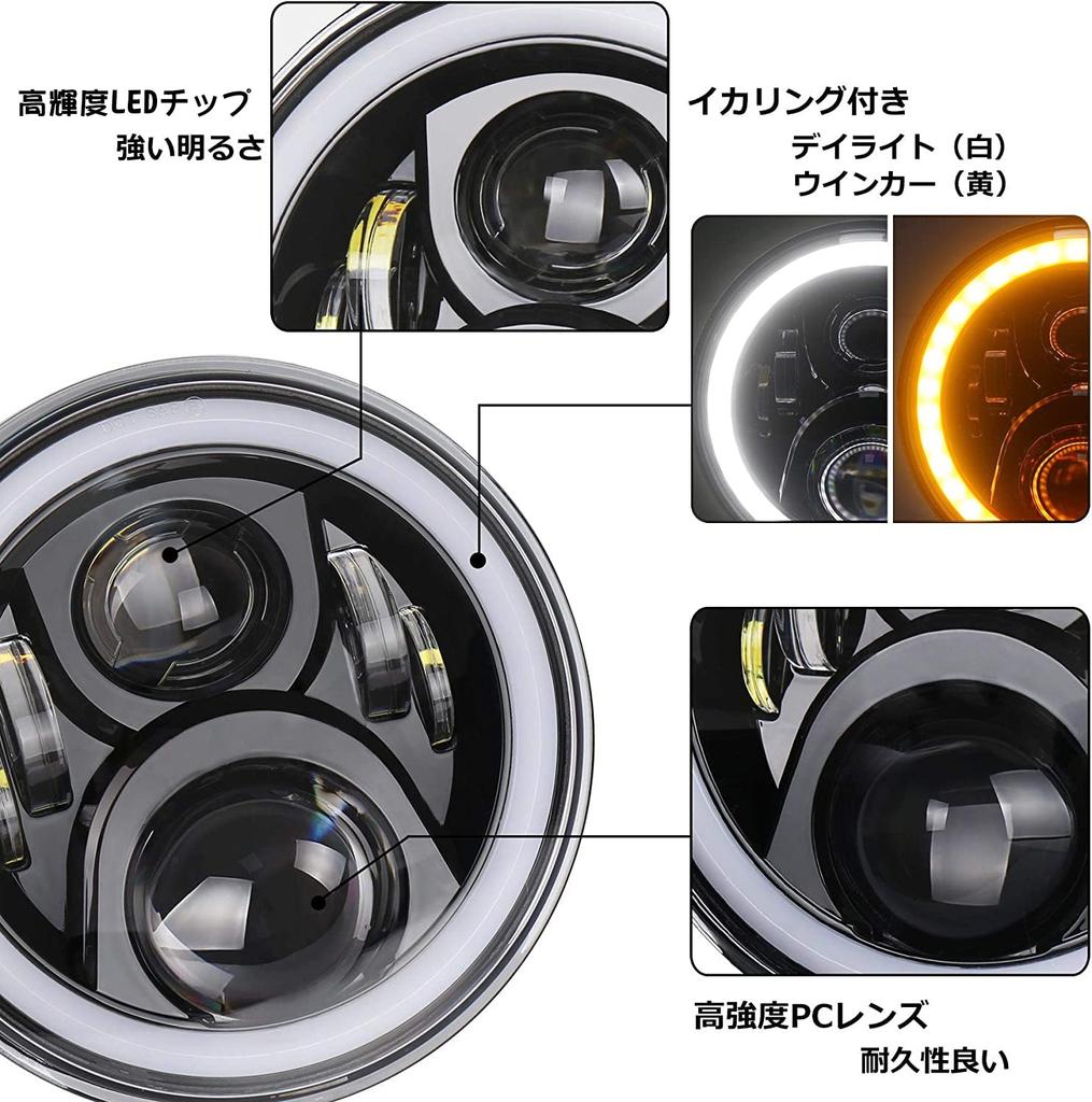 Светодиодные фары JK Wrangler с дневным светом и указателем поворота, совместимые с Jeep Wrangler Jimny Toyota FJ, комплект из черных 7-дюймовых фар, функциональные,