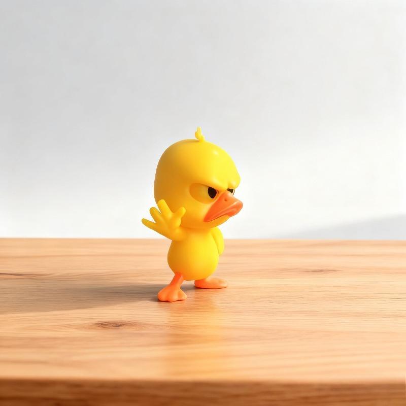 Funny Stop Angry Yellow Duck Statue, Refusal Gesture with Cute Angry Expression – for Home Decor, Office Desk, Car & Party Gifts