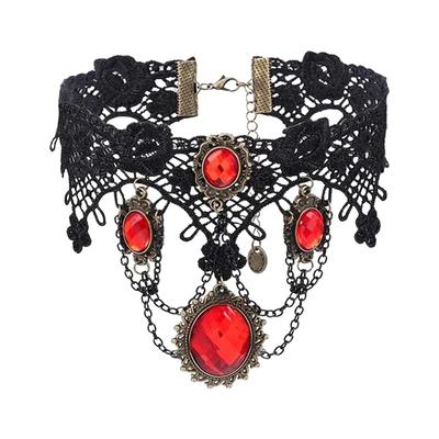 Шейный ремешок. Ожерелье Court Gothic Spicy Girl. Кружевное ожерелье. Ошейник-цепочка на ключицу