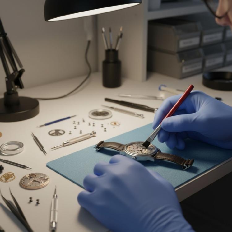 2 профессиональные щетки для чистки часов с деревянной ручкой и тремя видами щетины для детального ремонта.