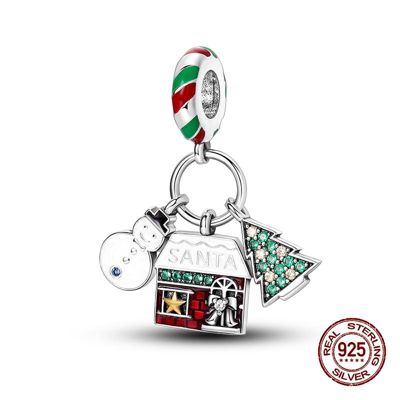 Зимние Шармы Медь Лось Медведь Санта Клаус Шармы Бусины Подходят для Оригинальных Браслетов Для Женщин Сделай Сам Праздничные Ювелирные Изделия Подарки