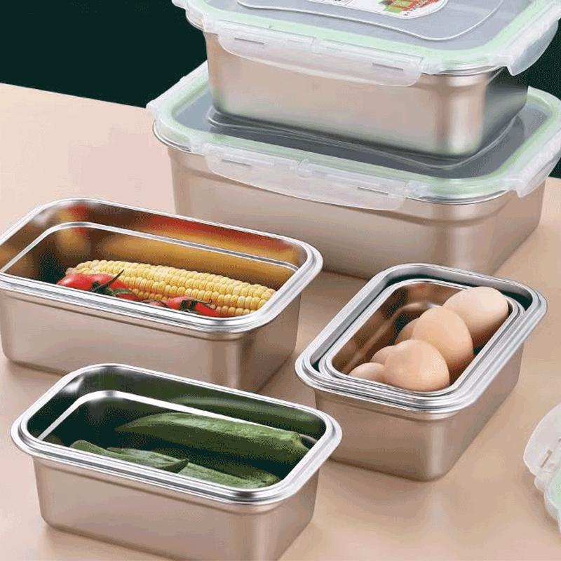 Контейнер для хранения продуктов из нержавеющей стали с крышкой из полипропилена