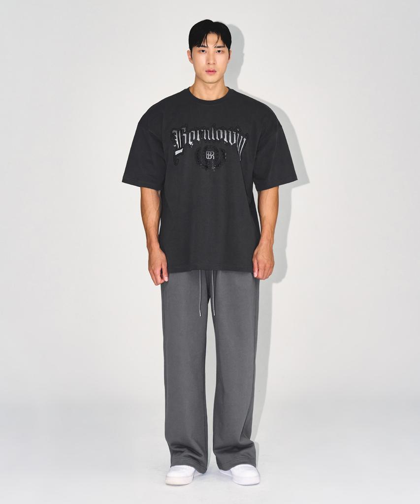 BORN TO WIN Chrome B Semi Wide Pants [Charcoal]