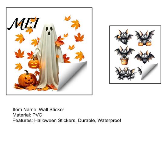 No Residue Wall Stickers for Apartments 2PCS Halloween Stickers, Cartoon Ghost And Pumpkin Pattern Decals, Easy to Apply Seasonal Murals Waterproof