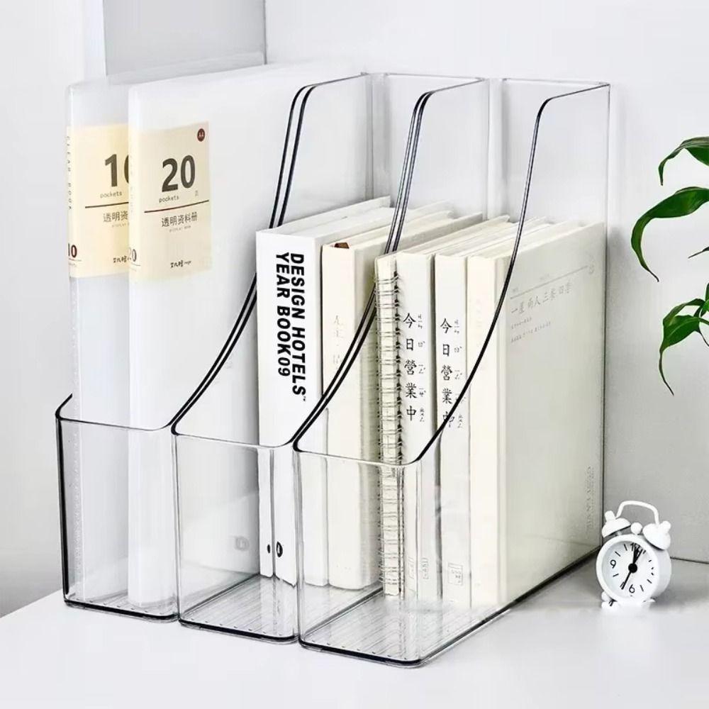 Transparent Vertical Magazine Rack Single Slot Desktop File Storage Box  Desktop Supplies