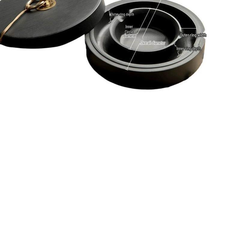 Upgraded Double-Ring Moisturizing Non-Drying Inkstone with Lid for Calligraphy