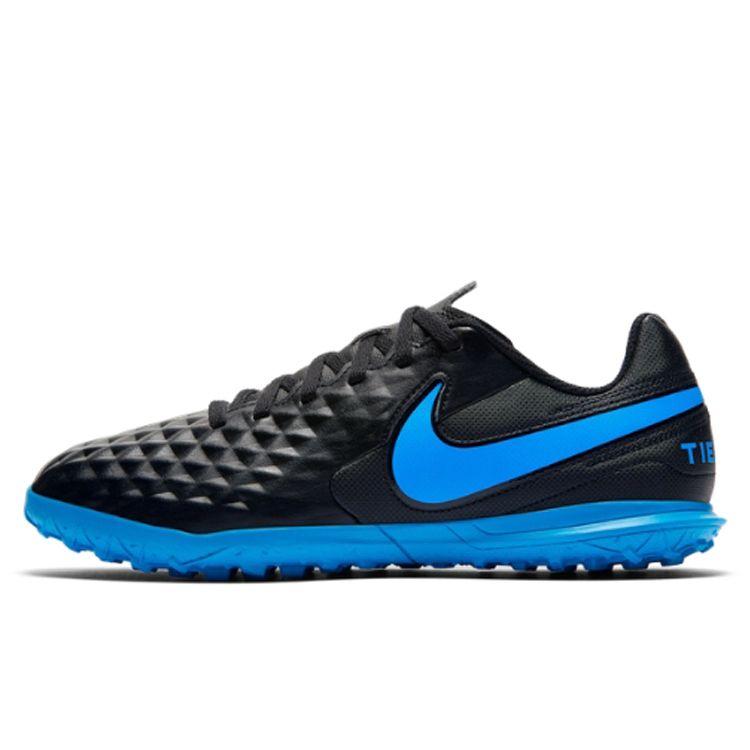Nike Jr. Legend 8 Club Tf Gs Round Toe Lace-Up Low Top Soccer Shoes Kids Sneaker Blue Black AT5883-004