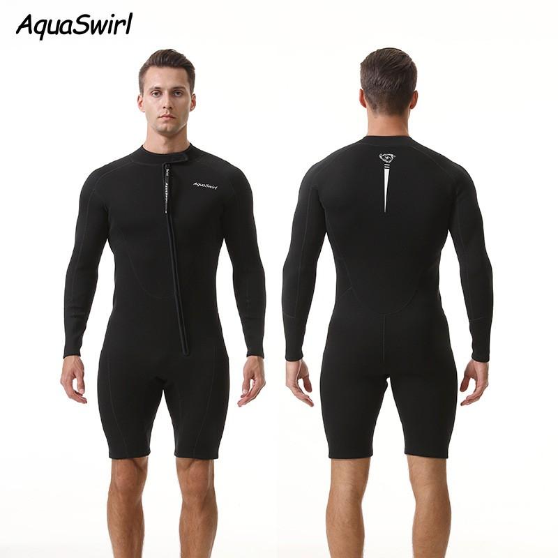2mm Mens Full Wetsuit With Long Sleeves Shorts Snorkeling Surfing Swimming Warm UV Protection Chloroprene