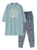 Sleeve Loose Cute Peter Front Print Tunic Pants Authentic PETER Cotton Absorbent [repose Time] Women's 5/8 Loungewear, Pajamas, Fit, Pants, Rabbit™ &