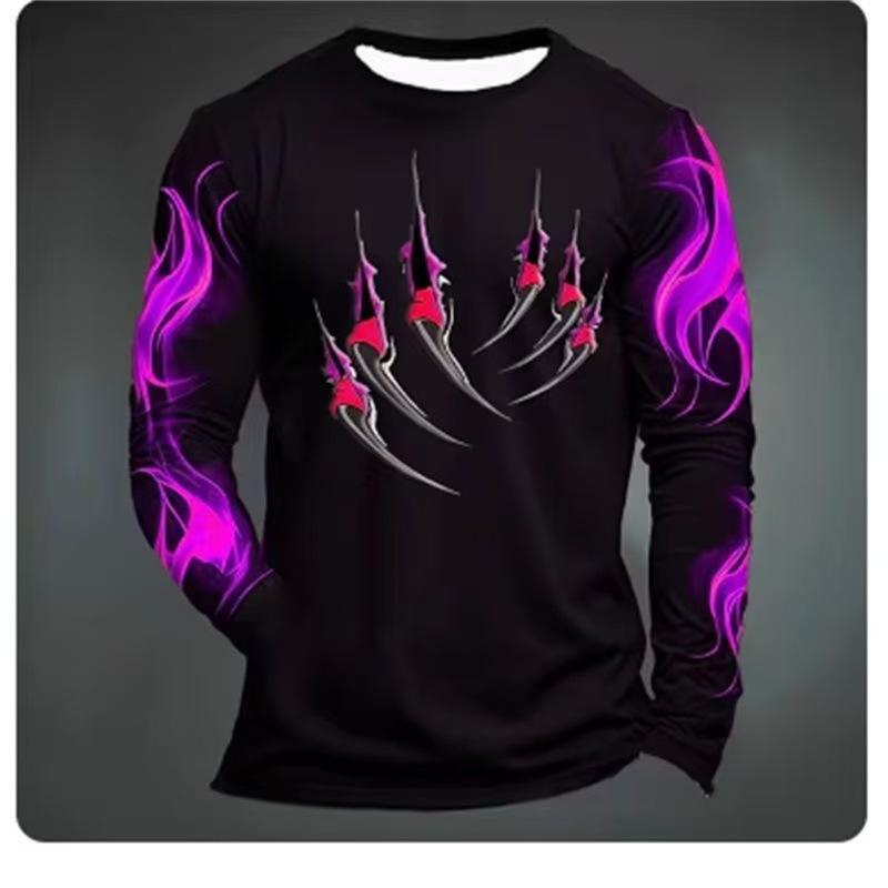 Женская футболка с круглым вырезом, длинным рукавом и 3D-принтом