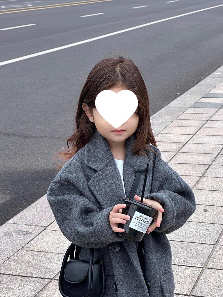 Детское модное шерстяное пальто - Корейский стиль, средней длины, серое, унисекс, коллекция осень/зима 2025