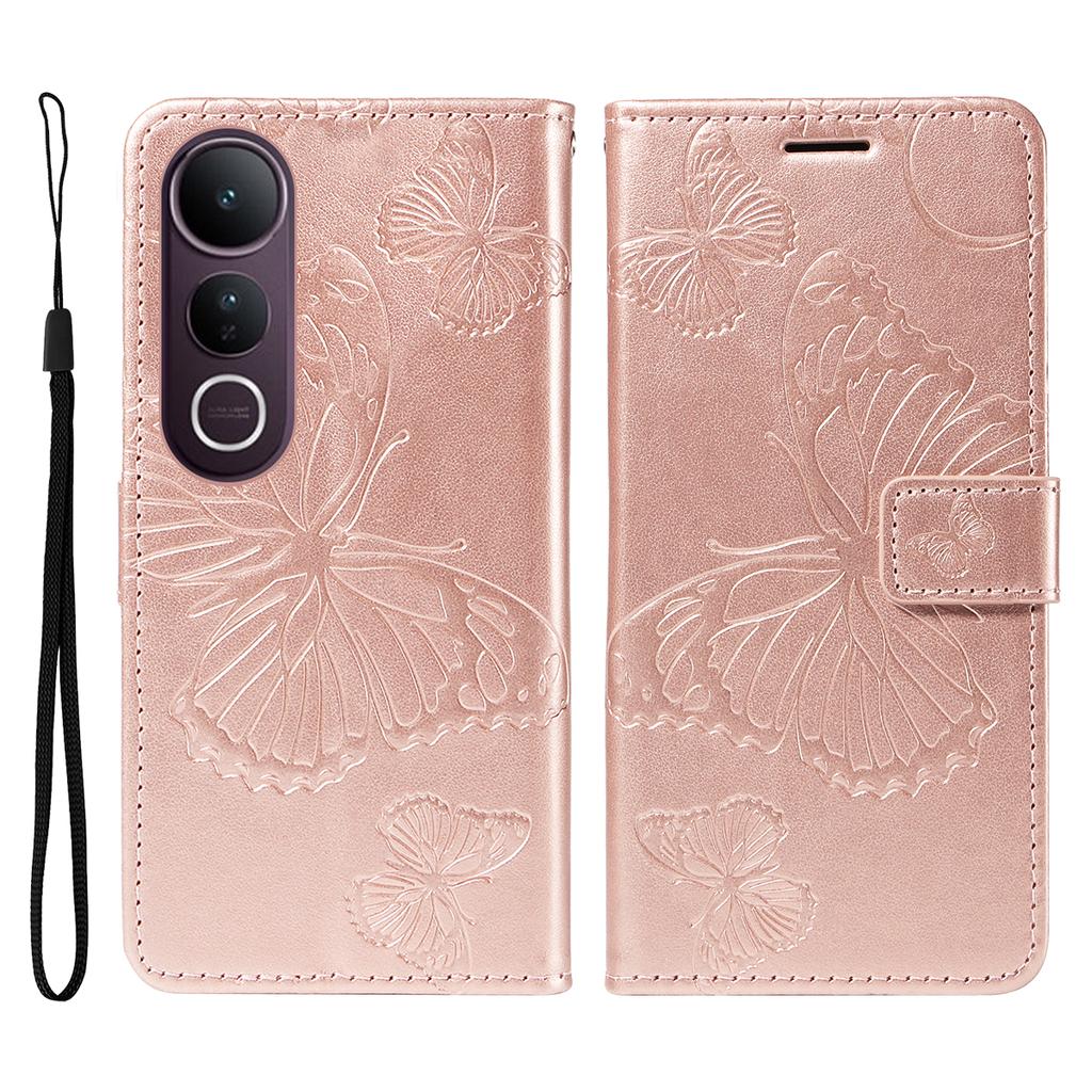Для vivo V50 Lite 5G Кошелек Чехол Кожаный Чехол для Телефона с Цветочным Принтом и Бабочками Подставка