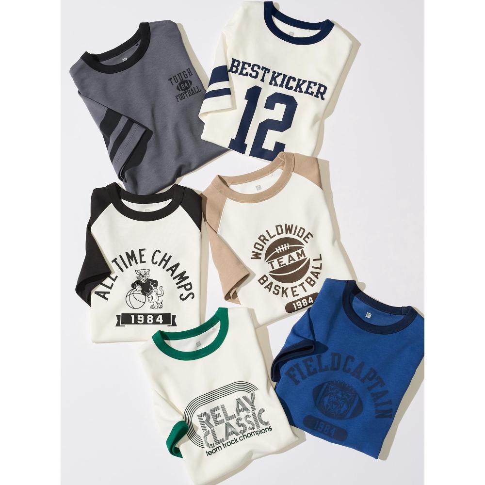 Uniqlo Kids Airism CoTTon Graphic Crewneck T  Raglan 