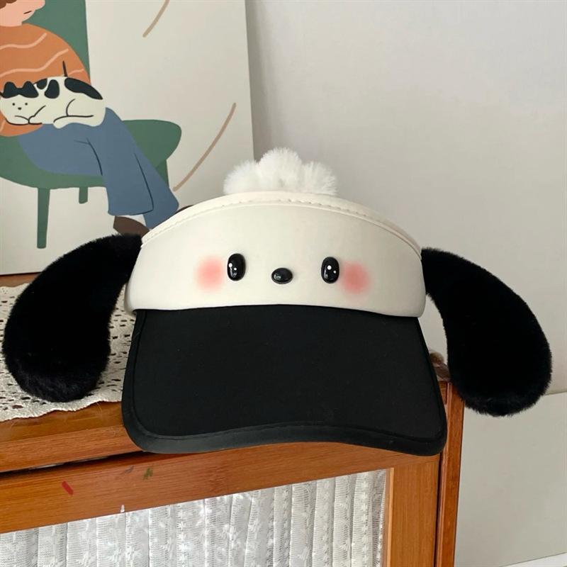 Солнцезащитный головной убор HelloKitty с пустым верхом, милый пустой верхний головной убор, солнцезащитный козырек, открывающий лицо, маленькая мультяшная девочка, кошка kt, солнцезащитная шляпа