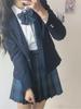 QOOLY JK Uniform Cosplay Student School Jacket Fashion JK Cos Costume Navy Blue Size S Women's