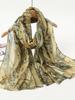 New Print Voile Scarf Vintage Muslim Hijab for Women Lightweight Sunscreen Head Wrap Beach Shawl Boho Travel Accessory