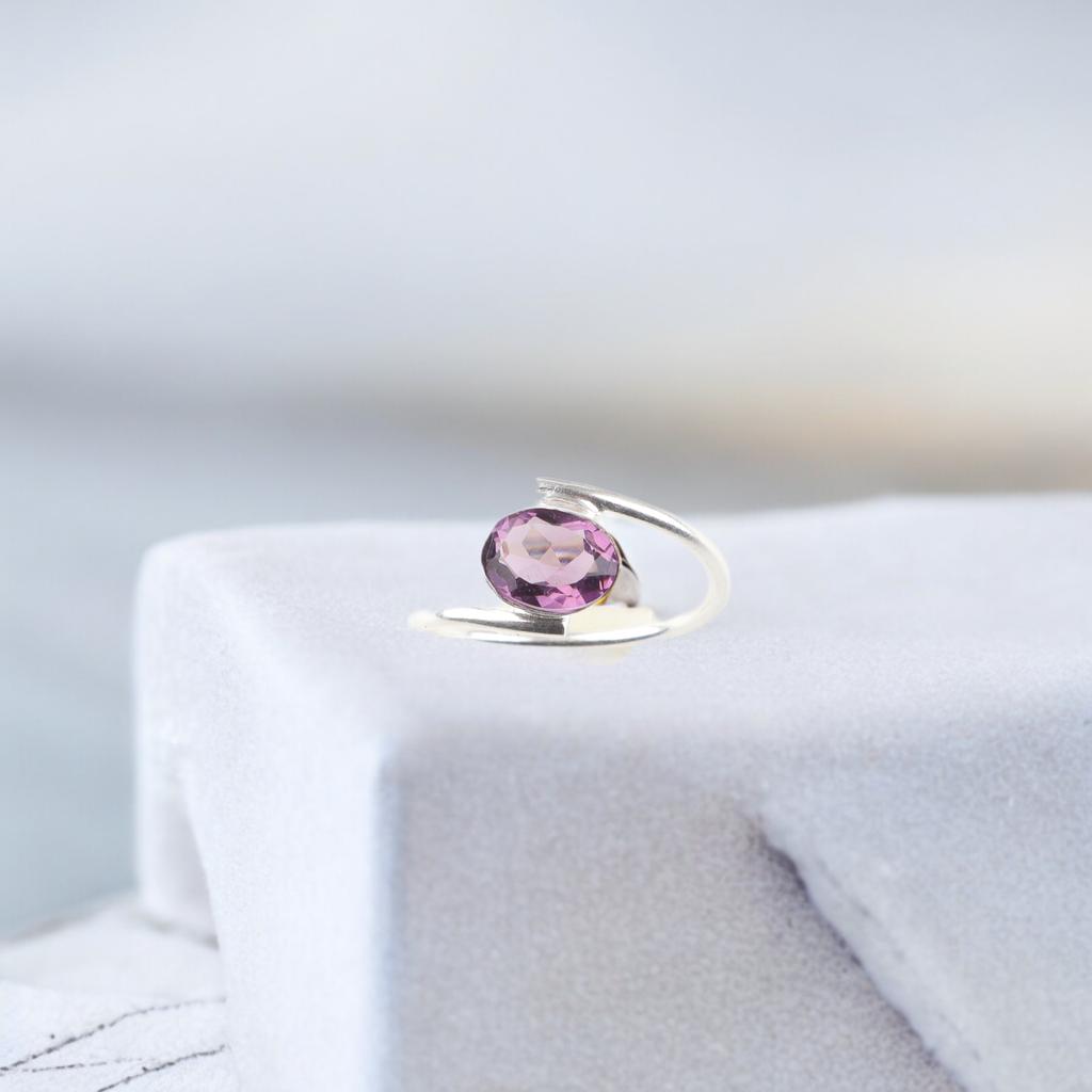 Натуральный Аметист Драгоценный Камень 925 Стерлинговое Серебро Ювелирные Изделия Ручной Работы Кольцо Подарок Для Нее RR-31-2