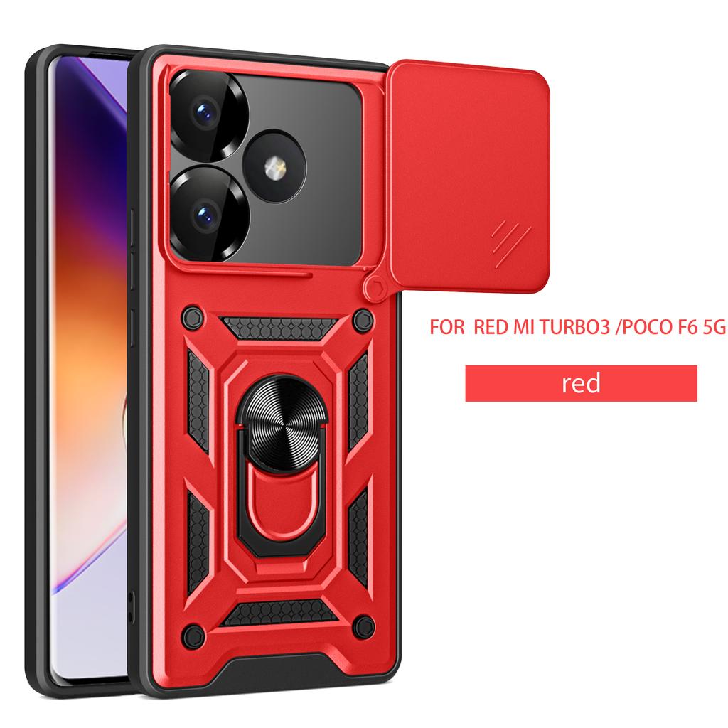 Чехол для Xiaomi Poco F6 Чехол Poco F6 poco f6 Магнитное кольцо-держатель Бронированный чехол для телефона Защита камеры сдвижной Задняя крышка