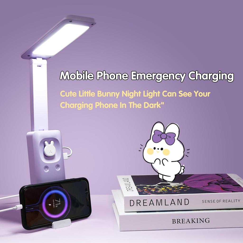 VAVOFO Electric Gas Lamp, Cordless Lamp with 15 Dimming Modes, Cute Stand, 6000 mAh Lamp, LED, Modern Office Lamp (Purple)