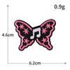 Gothic Trendy Note Pattern Computer Embroidery Stickers, Peach Heart Wing Skull Black Pink Personalized Embroidered Fabric Stickers
