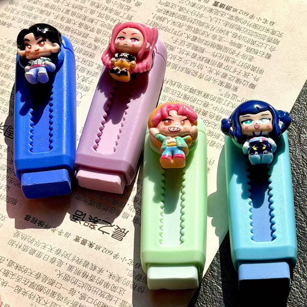 6CPS New Hunting Witch Group Push-Pull Eraser Cartoon Witch Pencil Eraser No Shavings Student Learning Stationery Gift