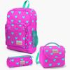 Coral High Kids Neon Pink Water Green Heart Pattern 3-pack School Bag Set SET0123113
